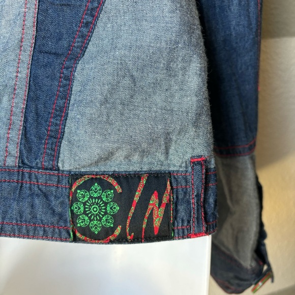 Coline Women’s XL Chambray Multicolor Collared Button Down Shirt Light Jacket - Picture 4 of 8